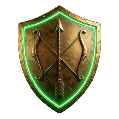 Goldener Schild mit Bogen-Motiv als Symbol f&uuml;r den Bonus-Crab im Willkommenspaket