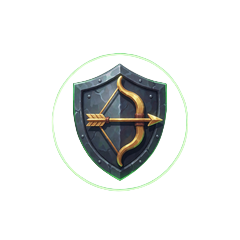Leuchtender Bonus-Buy-Knopf mit Bogen-Symbol f&uuml;r direkte Freispiel-K&auml;ufe bei Slots