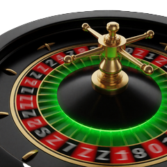 Gl&uuml;hendes Roulette-Rad mit Neon-Gr&uuml;n und goldenen Akzenten f&uuml;r Live Roulette