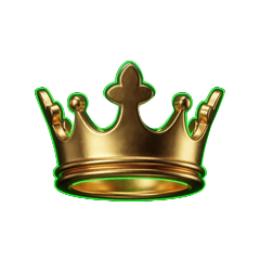 Goldene Krone mit Neon-Gr&uuml;n-Umriss als Symbol f&uuml;r Live Club Royale