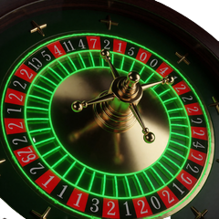 Neon-gr&uuml;nes Roulette-Rad mit goldenen Akzenten als Live Casino Symbol